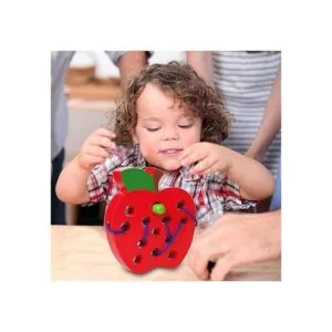 JCREN Juguetes de madera con cordones de manzana bloque_5