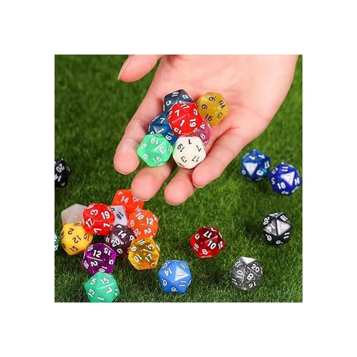 TecUnite Juego de dados poliédricos de 25 piezas con bolsa_2