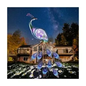 TERESAS COLLECTIONS Pavo real de metal de 31.5 pulgadas_2