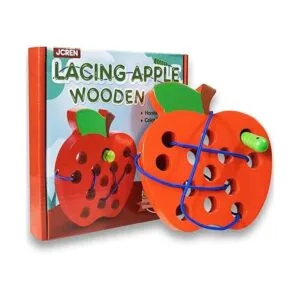 JCREN Juguetes de madera con cordones de manzana bloque_3