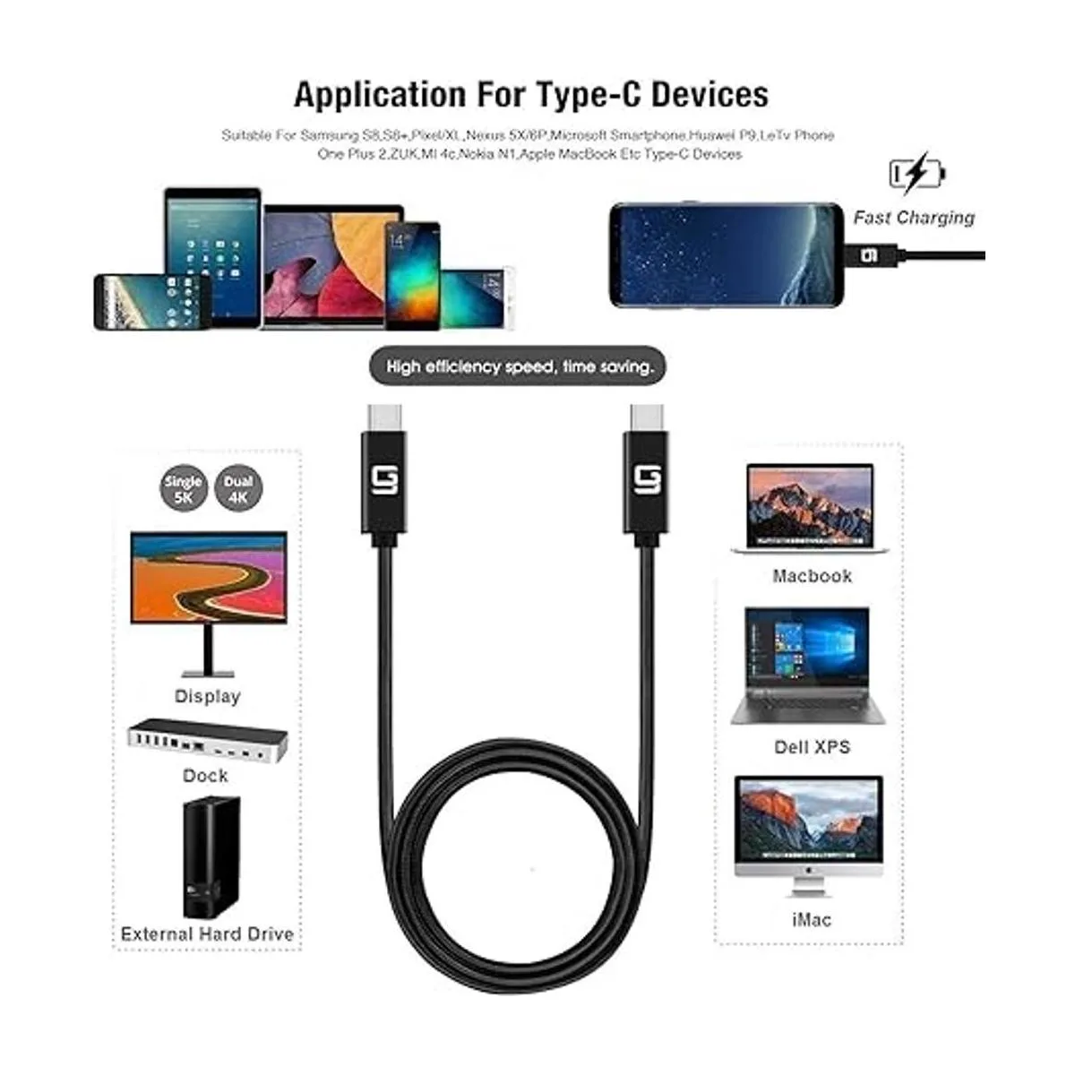 GodSpin USB C a USB C Cable 20 Gbps SuperSpeed_6