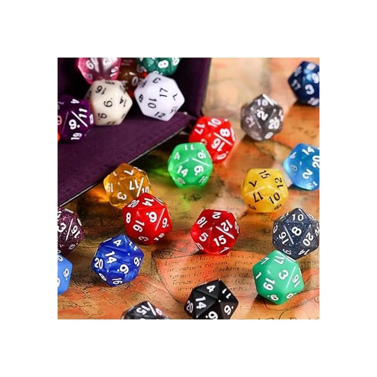 TecUnite Juego de dados poliédricos de 25 piezas con bolsa_3