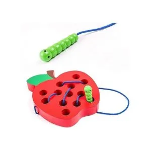 JCREN Juguetes de madera con cordones de manzana bloque_4