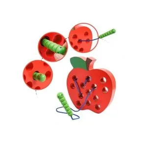 JCREN Juguetes de madera con cordones de manzana bloque_2