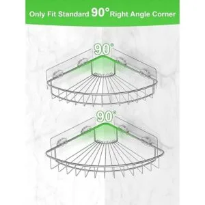 SMARTAKE Juego de 2 bandejas de ducha de esquina de acero_4