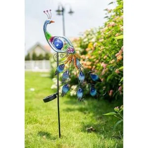 TERESAS COLLECTIONS Pavo real de metal de 31.5 pulgadas_4