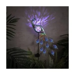 TERESAS COLLECTIONS Pavo real de metal de 31.5 pulgadas_3