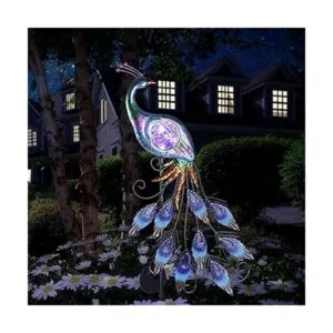 TERESAS COLLECTIONS Pavo real de metal de 31.5 pulgadas_6