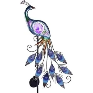 TERESAS COLLECTIONS Pavo real de metal de 31.5 pulgadas_1