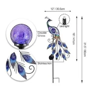 TERESAS COLLECTIONS Pavo real de metal de 31.5 pulgadas_5