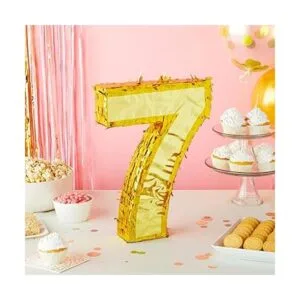 Pinata de lámina dorada número 7 para decoraciones de_2