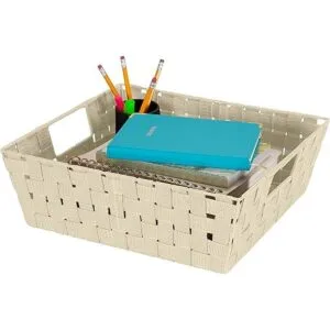 Simplify Bolsa grande con correa tejida cesta decorativa_5