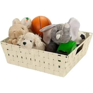 Simplify Bolsa grande con correa tejida cesta decorativa_4