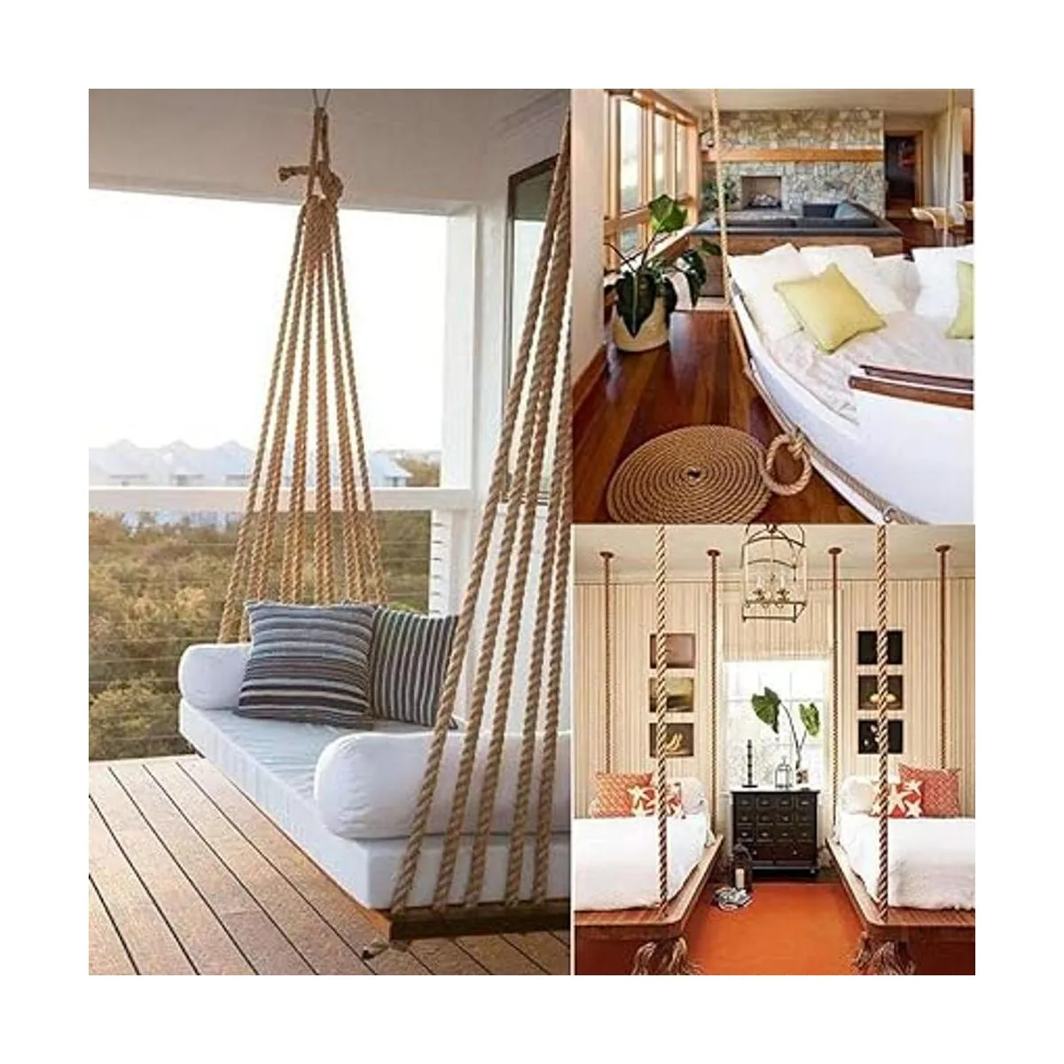 Cuerda de cáñamo natural de 50 pies x 1 pulgada cuerda de_6