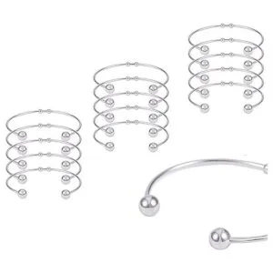 PH PandaHall 20 pulseras abiertas de acero inoxidable para_1