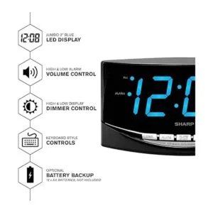 SHARP Reloj despertador fácil de ver con números gigantes_3