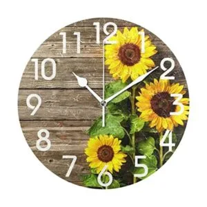 Naanle Elegante reloj de pared redondo de madera vintage_1