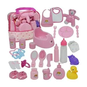 Juego de bolsa de pañales para muñeca set de alimentación_1
