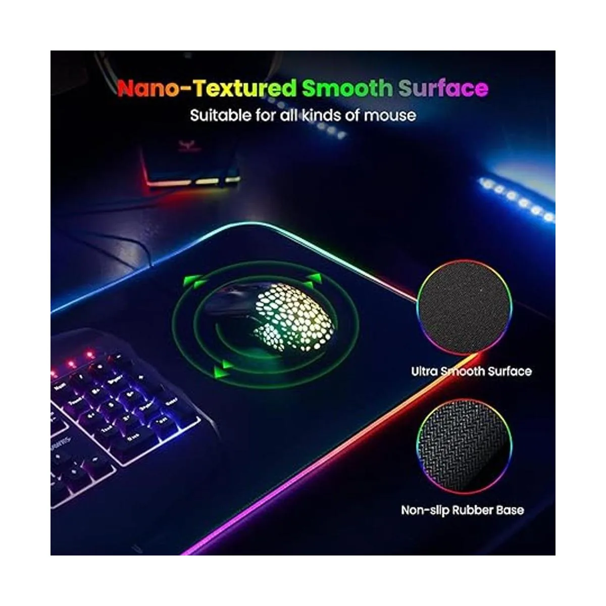 Tapete para mouse para videojuegos RGB suave_3