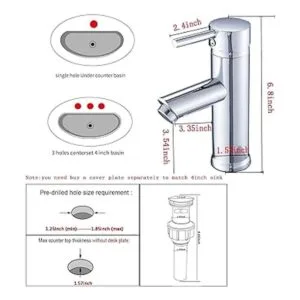Grifo de baño cromado GGStudy sola manija de un agujero_2