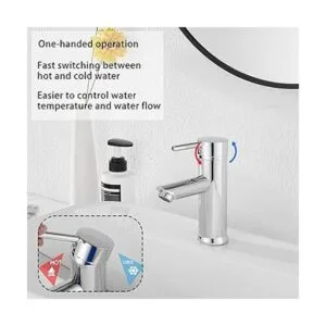 Grifo de baño cromado GGStudy sola manija de un agujero_3