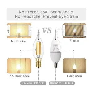 Hizashi Bombillas de filamento LED para candelabro con_5