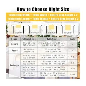 TEWENE Mantel redondo de lino y algodón lavable para_2