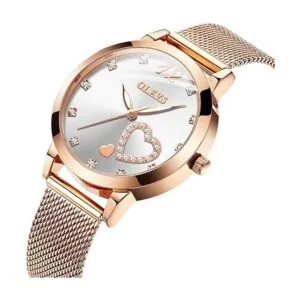 OLEVS Relojes para mujer correa de malla de oro rosa_2