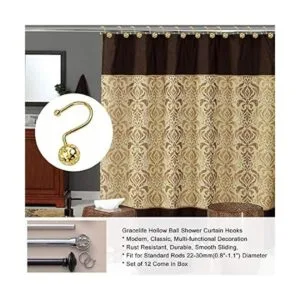 Gracelife 12 ganchos de cortina de ducha de bola hueca de_3