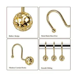 Gracelife 12 ganchos de cortina de ducha de bola hueca de_2