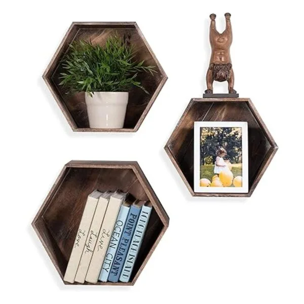 Rustic State Brooks Caja de madera hexagonal con diseño_3