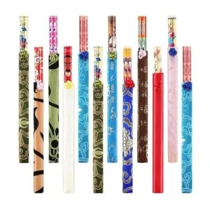 Hotop 20 pares de palillos chinos de bambú con elegante_2