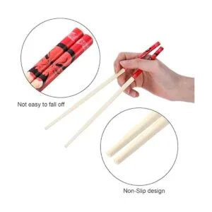 Hotop 20 pares de palillos chinos de bambú con elegante_4