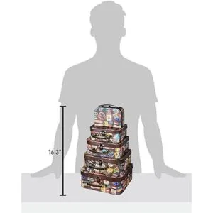 Maletas de cartón con tapas y asas con bisagras juego de_5