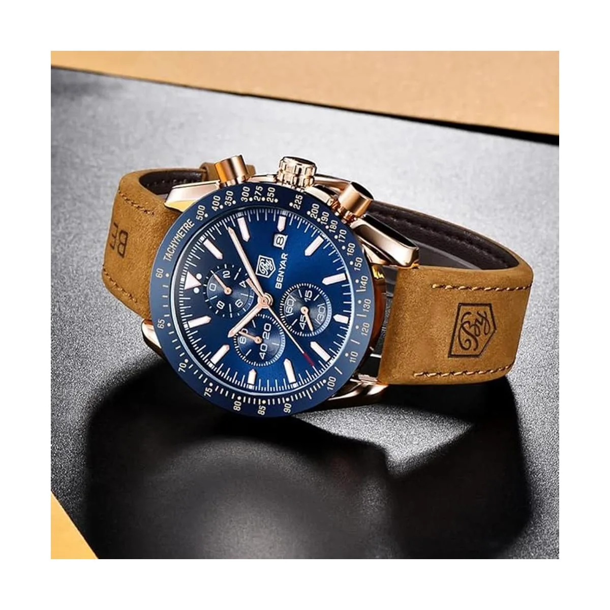BENYAR Relojes de cuarzo para hombre cronógrafo de_4