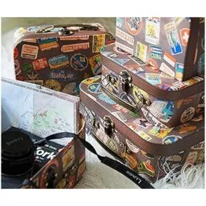 Maletas de cartón con tapas y asas con bisagras juego de_2