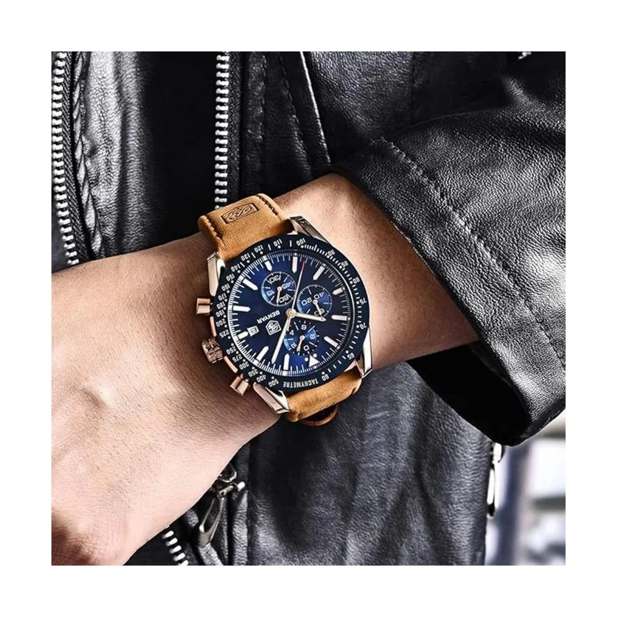 BENYAR Relojes de cuarzo para hombre cronógrafo de_6