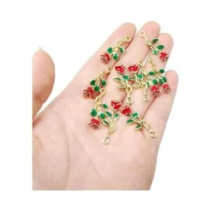 Honbay 10 colgantes con diseño de rosas esmaltadas para_4