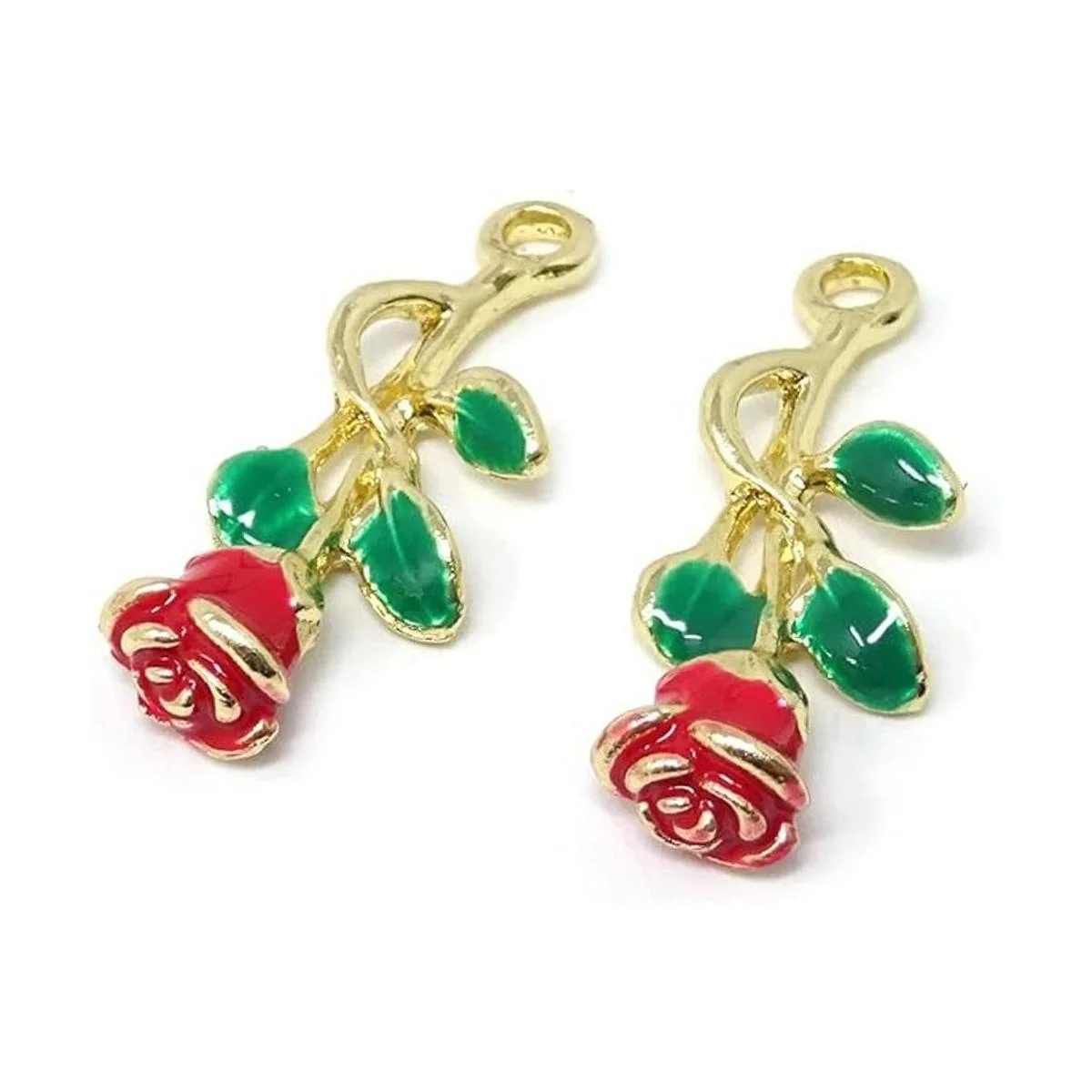 Honbay 10 colgantes con diseño de rosas esmaltadas para_5