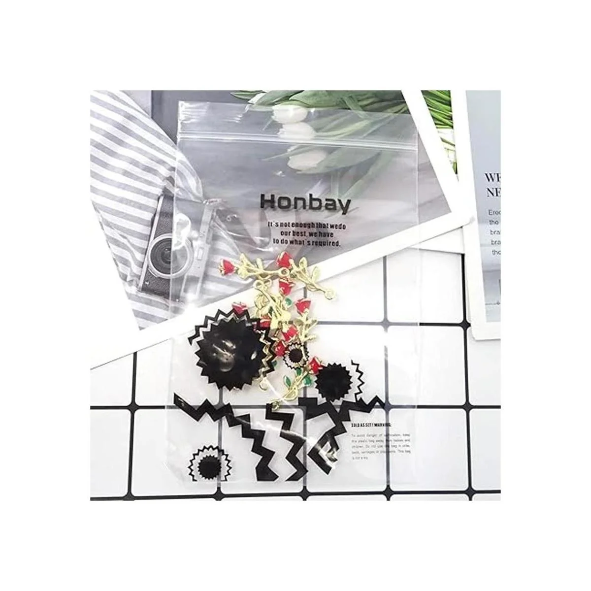 Honbay 10 colgantes con diseño de rosas esmaltadas para_7