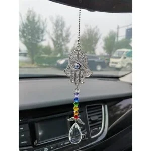 Dije colgante para automóvil azul mal de ojo Hamsa_5