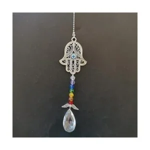 Dije colgante para automóvil azul mal de ojo Hamsa_3