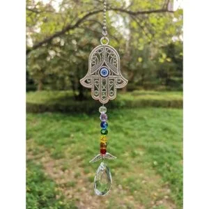 Dije colgante para automóvil azul mal de ojo Hamsa_4