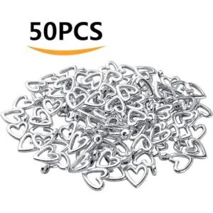 50pcs Plata Antigua Doble Corazón Encantos Colgantes_2