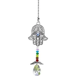 Dije colgante para automóvil azul mal de ojo Hamsa_1