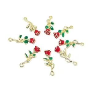 Honbay 10 colgantes con diseño de rosas esmaltadas para_3