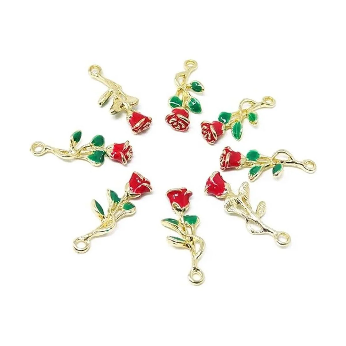 Honbay 10 colgantes con diseño de rosas esmaltadas para_3