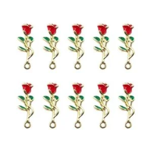 Honbay 10 colgantes con diseño de rosas esmaltadas para_1