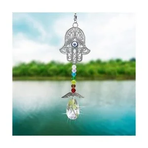 Dije colgante para automóvil azul mal de ojo Hamsa_6