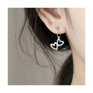 50pcs Plata Antigua Doble Corazón Encantos Colgantes_5